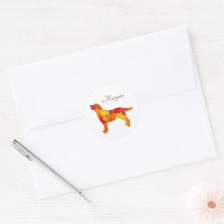 Personalized Autumn Leaves Labrador Silhouette Classic Round Sticker