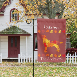 Personalized Autumn Leaves Labrador Silhouette Garden Flag