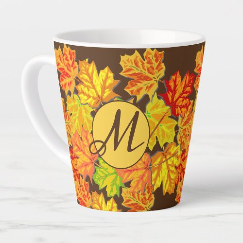 Personalized Autumn Leaves Monogram Latee Mug