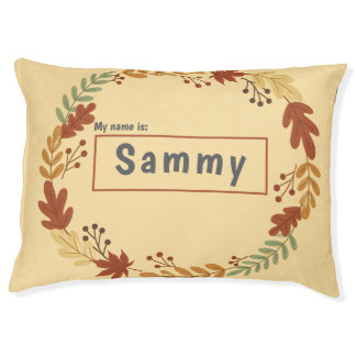 Personalized Autumn Leaves Wreath Custom Name Dog Pet Bed