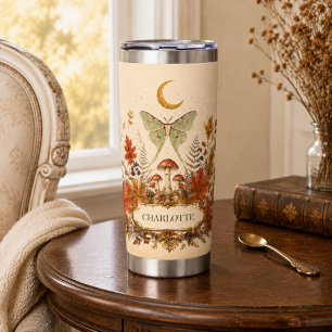Personalized Autumn Luna Moth Botanical Witchy Insulated Tumbler