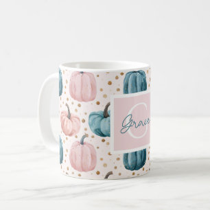 Personalized Autumn Mug with Pumpkins Pattern