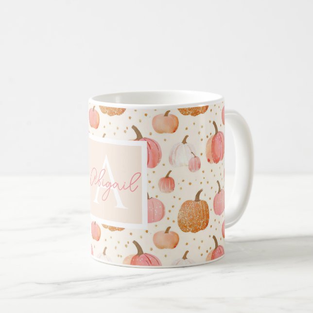 Personalized Autumn Mug with Pumpkins Pattern (Front Right)