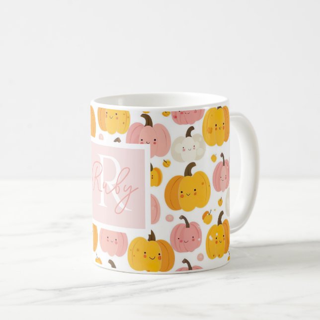 Personalized Autumn Mug with Pumpkins Pattern (Front Right)