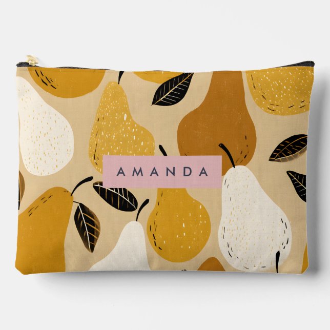 Personalized Autumn Pear Fruit Design Accessory Pouch (Front)