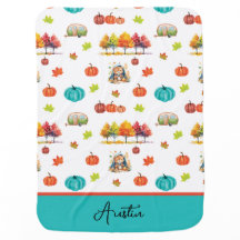 Personalized Autumn Pumpkin Adventure Baby Blanket