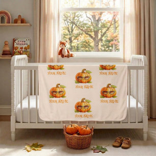 Personalized Autumn Pumpkin Baby Blanket