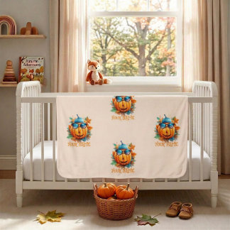 Personalized Autumn Pumpkin Baby Keepsake Blanket