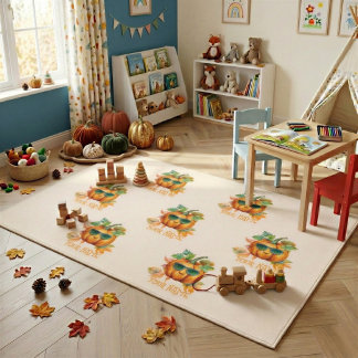 Personalized Autumn Pumpkin Kids Room Area Rug