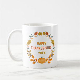 Personalized Autumn Pumpkin Wreath Thanksgiving Coffee Mug