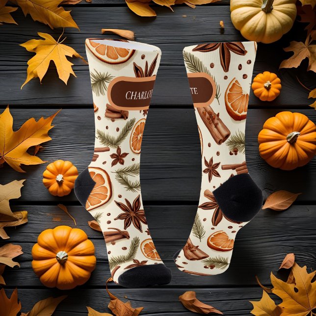Personalized Autumn Spice Crew Socks (Creator Uploaded)