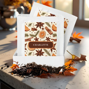 Personalized Autumn Spice Tea Favor Pack Bag Drink Mix