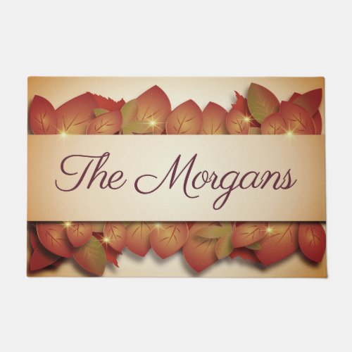 Personalized Autumn Theme Leaves Welcome Doormat