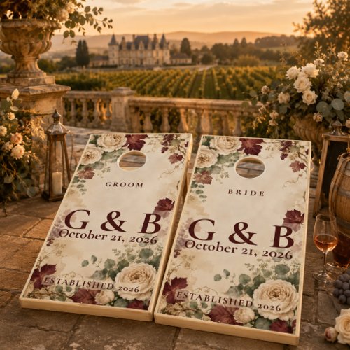 Personalized Autumn Vineyard Wedding Cornhole Set