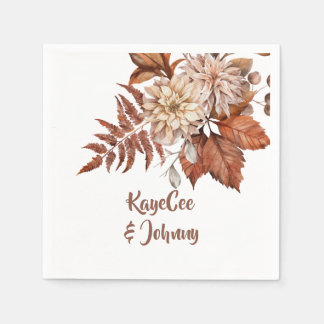 Personalized Autumn Wedding Party Paper Napkins