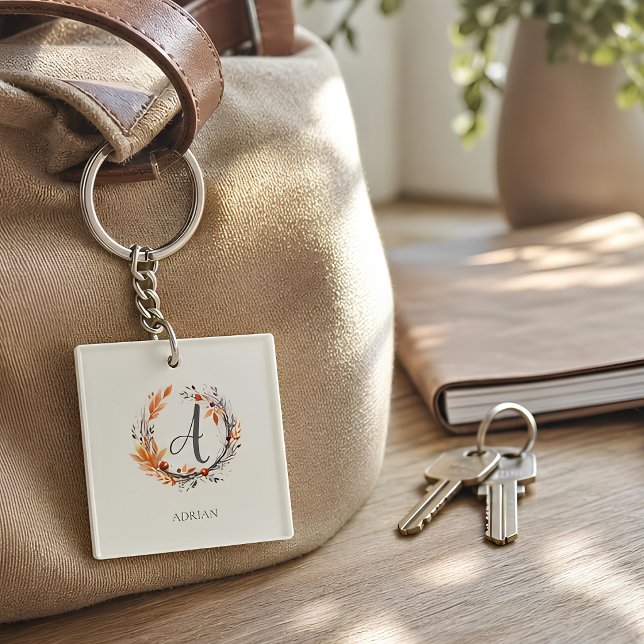 Personalized Autumn Wreath Monogram Keychain (Creator Uploaded)