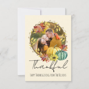 Personalized autumn wreath photo Thanksgiving Thank You Card