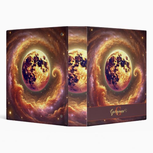 Personalized Autumnal Galaxy Harvest Moon 3 Ring Binder