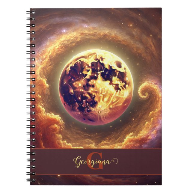 Personalized Autumnal Galaxy Harvest Moon Notebook (Front)