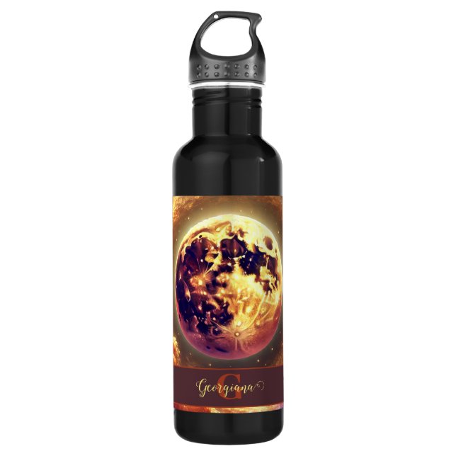 Personalized Autumnal Galaxy Harvest Moon Stainless Steel Water Bottle (Front)