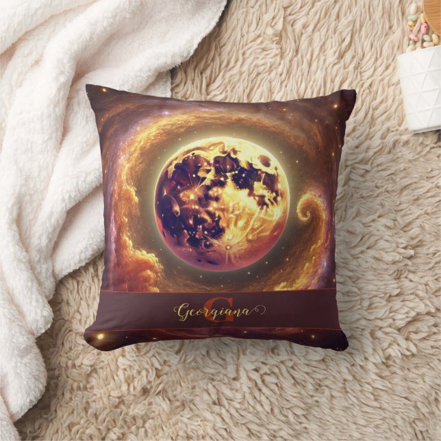 Personalized Autumnal Galaxy Harvest Moon Throw Pillow (Blanket)