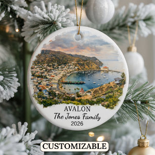 Personalized Avalon Ornament, Custom California Ceramic Ornament
