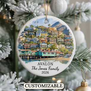 Personalized Avalon Ornament, Custom California Ceramic Ornament