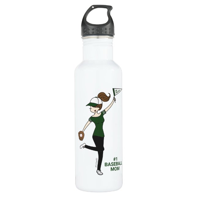 Personalized Avatar #1 Baseball Fan Stainless Steel Water Bottle (Front)