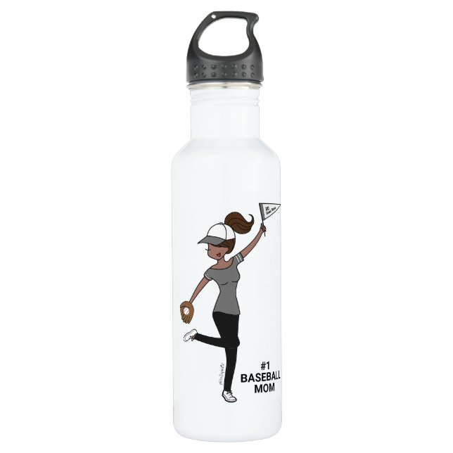 Personalized Avatar #1 Baseball Fan Stainless Steel Water Bottle (Front)