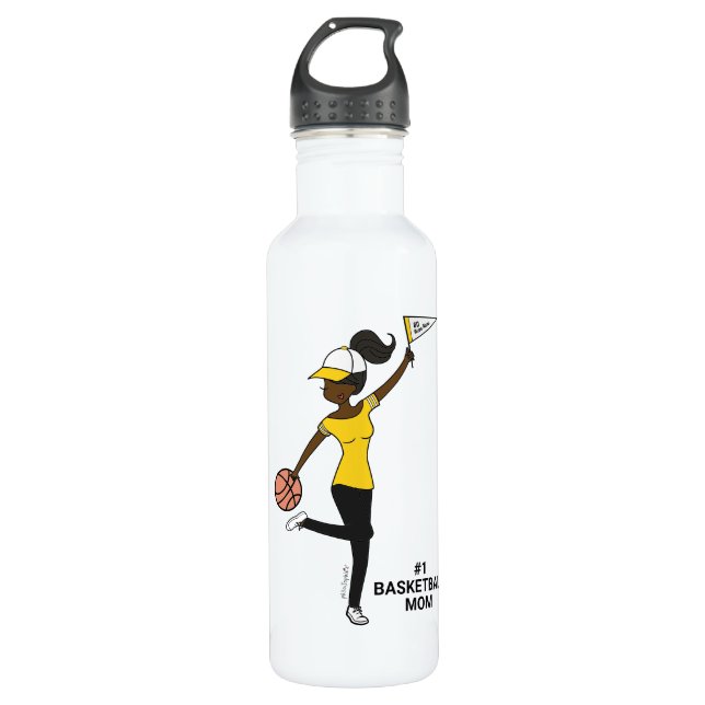 Personalized Avatar #1 Basketball Fan Stainless Steel Water Bottle (Front)