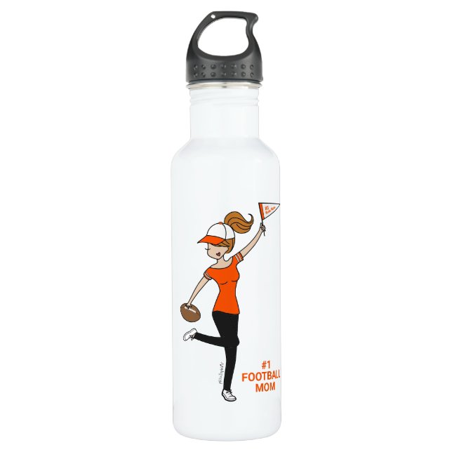Personalized Avatar #1 Football Fan Stainless Steel Water Bottle (Front)