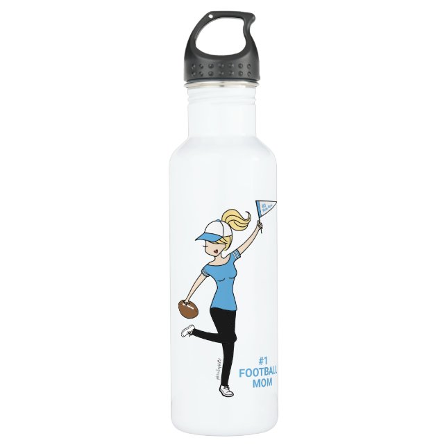 Personalized Avatar #1 Football Fan Stainless Steel Water Bottle (Front)