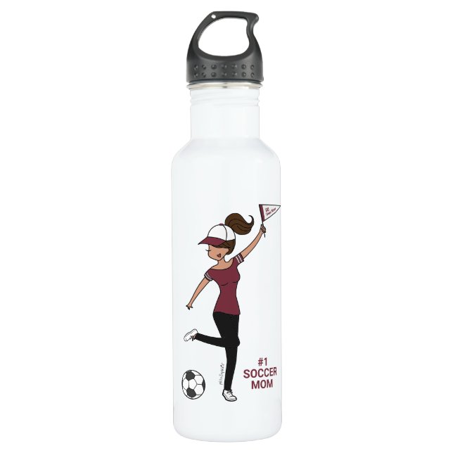 Personalized Avatar #1 Soccer Fan Stainless Steel Water Bottle (Front)