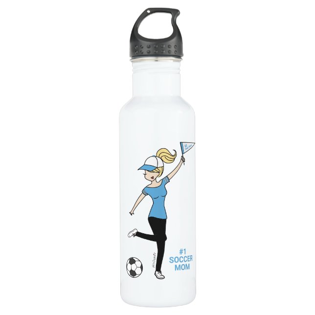 Personalized Avatar #1 Soccer Fan Stainless Steel Water Bottle (Front)