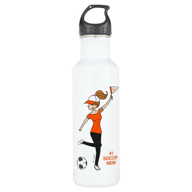 Personalized Avatar #1 Soccer Fan Stainless Steel Water Bottle (Front)