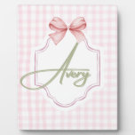 Personalized Avery Baby Girl Nursery Bow&amp;Gingham  Plaque