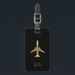 Personalized Aviation Airplane Luggage Tag<br><div class="desc">Aviation Luggage tag with beautiful gold airplane vector image. If you have any questions or requests please contact me.</div>