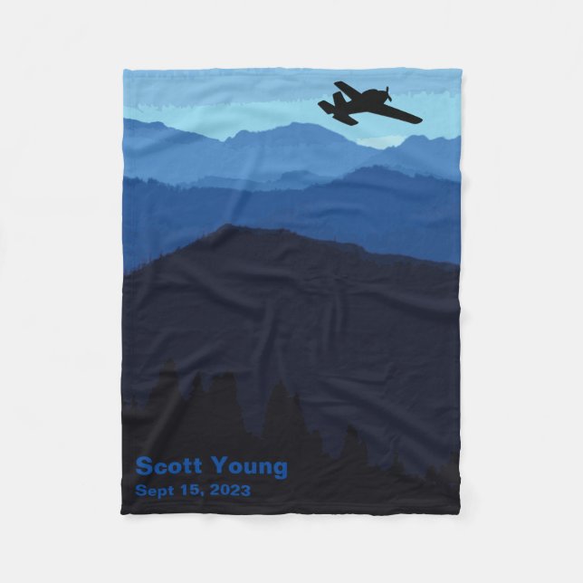 Personalized Aviation Blanket over Mountains (Front)