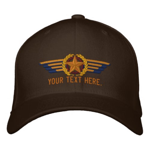Personalized Aviation Star Laurels Pilot Wings Embroidered Baseball Cap