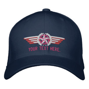 Personalized Aviation Star Laurels Pilot Wings Embroidered Baseball Hat