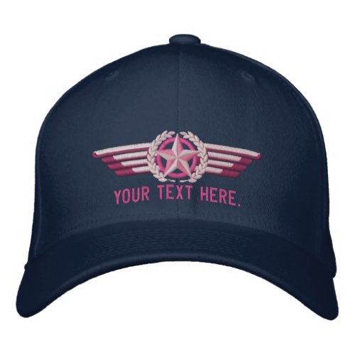 Personalized Aviation Star Laurels Pilot Wings Embroidered Baseball Hat