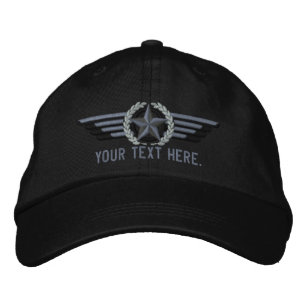 Personalized Aviation Star Laurels Pilot Wings Embroidered Baseball Hat