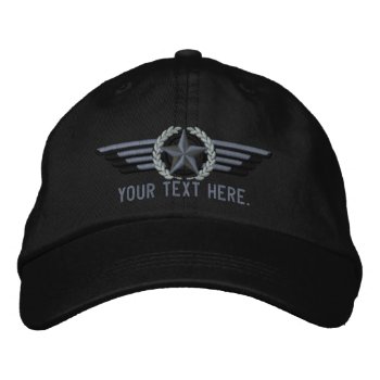 Personalized Aviation Star Laurels Pilot Wings Embroidered Baseball Hat by AmericanStyle at Zazzle