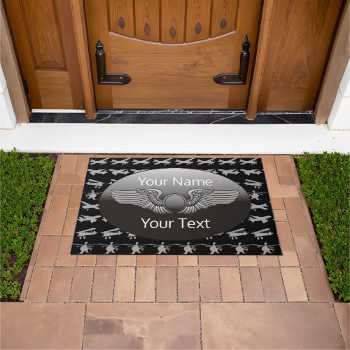 Personalized Aviation Wings Aircraft Doormat