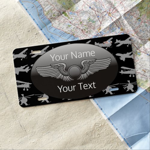 Personalized Aviation Wings Aircraft License Plate