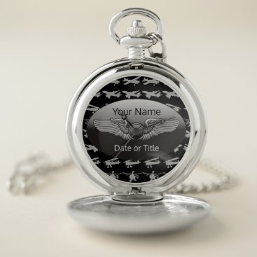 Personalized Aviation Wings Aircraft Pocket Watch