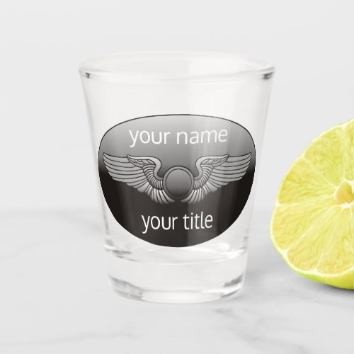 Personalized Aviation Wings Pilot Flight Crew Shot Glass