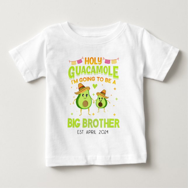 Personalized Avocado Big Brother Announcement  Baby T-Shirt (Front)