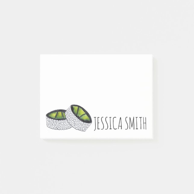 Personalized Avocado Sushi Roll Japanese Food Post-it Notes (Front)