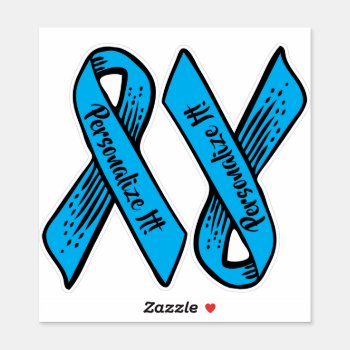 Personalized Awareness Ribbon Graphic (blue) Sticker by trendyteeshirts at Zazzle